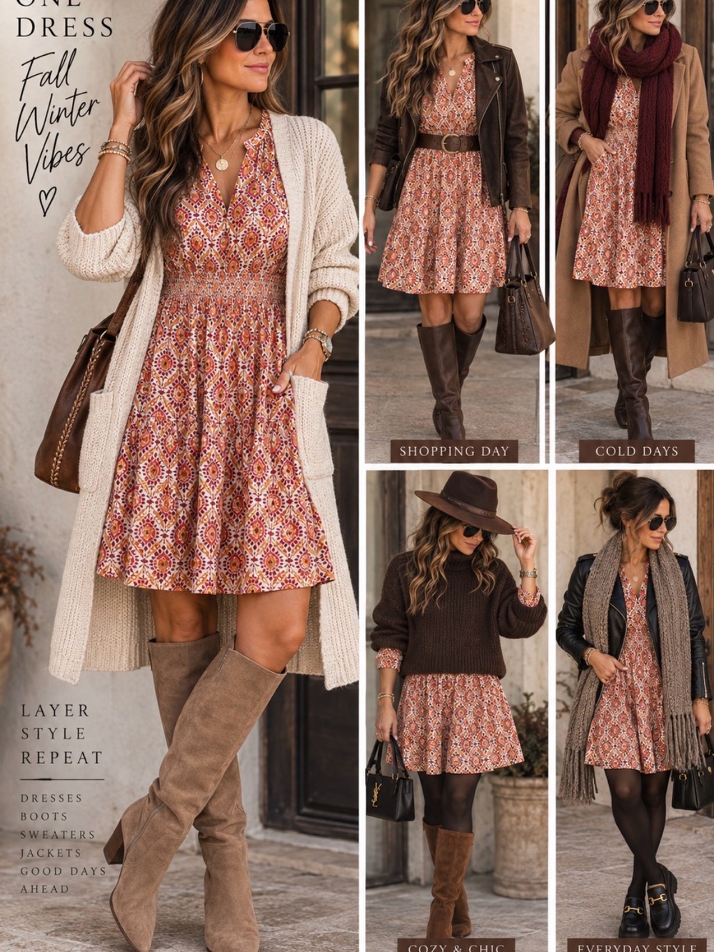 Rust Floral V-Neck Smocked Mini Dress — Women's Rust
